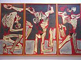 Ecuador Quito Guayasamin 2-10 Museo Guayasamin Los Torturados From Oswaldo Guayasam�n�s Edad de la ira (Age of Wrath) series, Los Torturados (1976-77, The Tortured) is a set of three canvases with a total size of 200xm x 300cm.